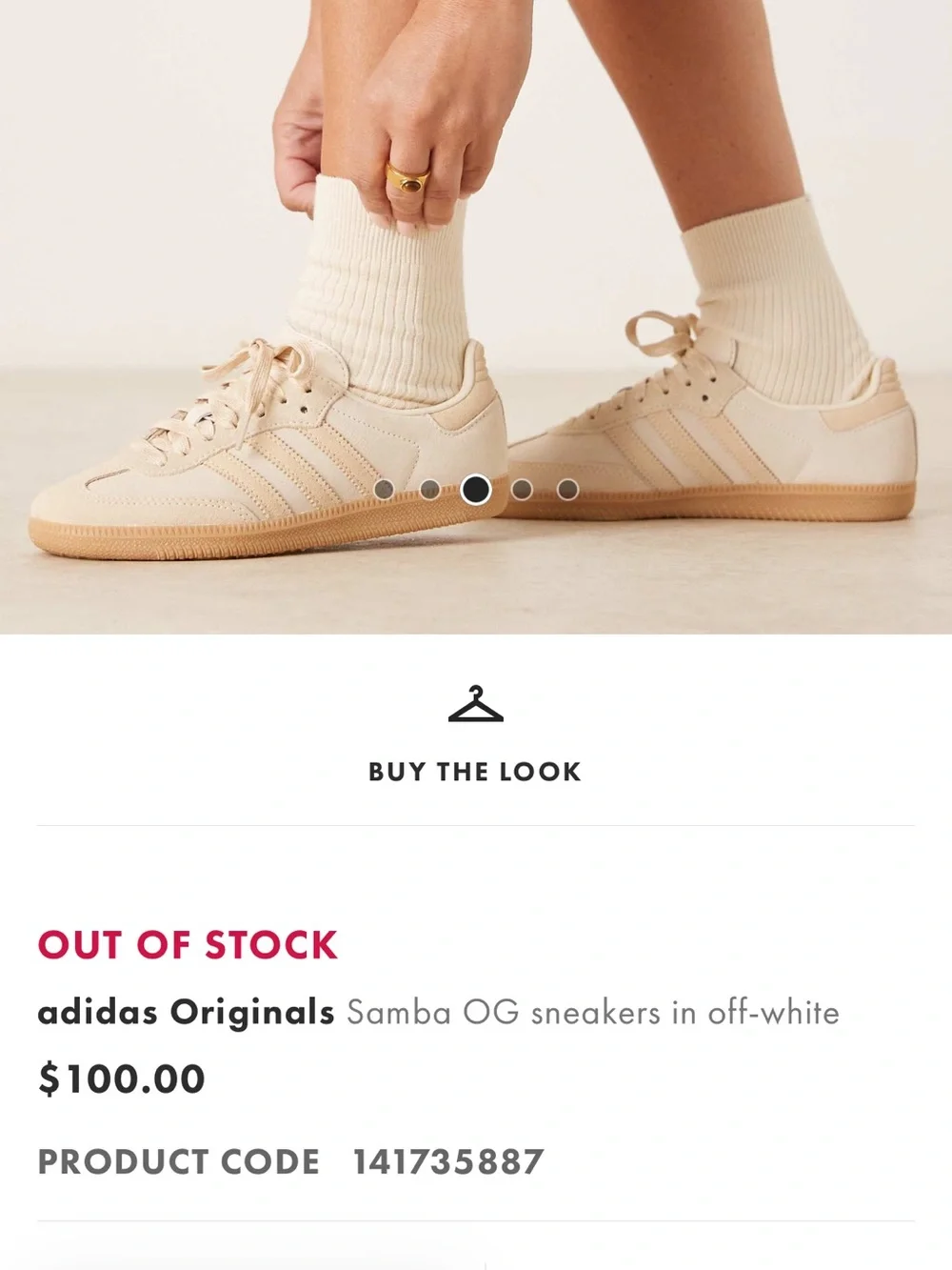 adidas Samba Sneakers in Cream with Gum Sole